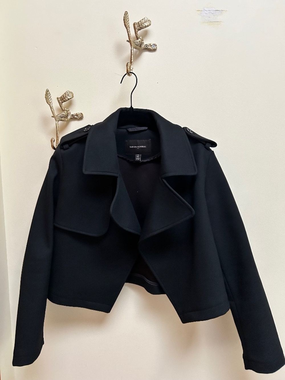 Banana Republic Cropped Black Jacket – Structured Trench Style Loose Fit-XS